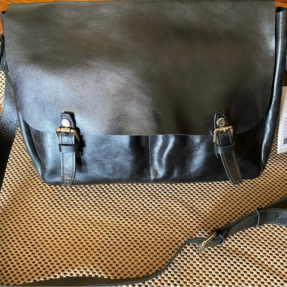NWT Genuine Leather Black Men's Bag (35x26.5x12.5 cm) Made In Europe